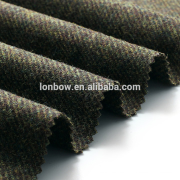 Cheap 100% wool green jacket fabric wool tweed in stock